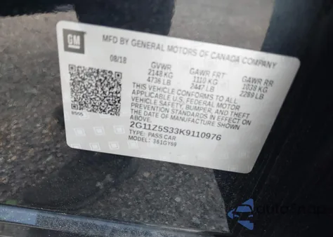 2019 Chevrolet Impala Lt from USA, damaged, VIN 2G11Z5S33K9110976